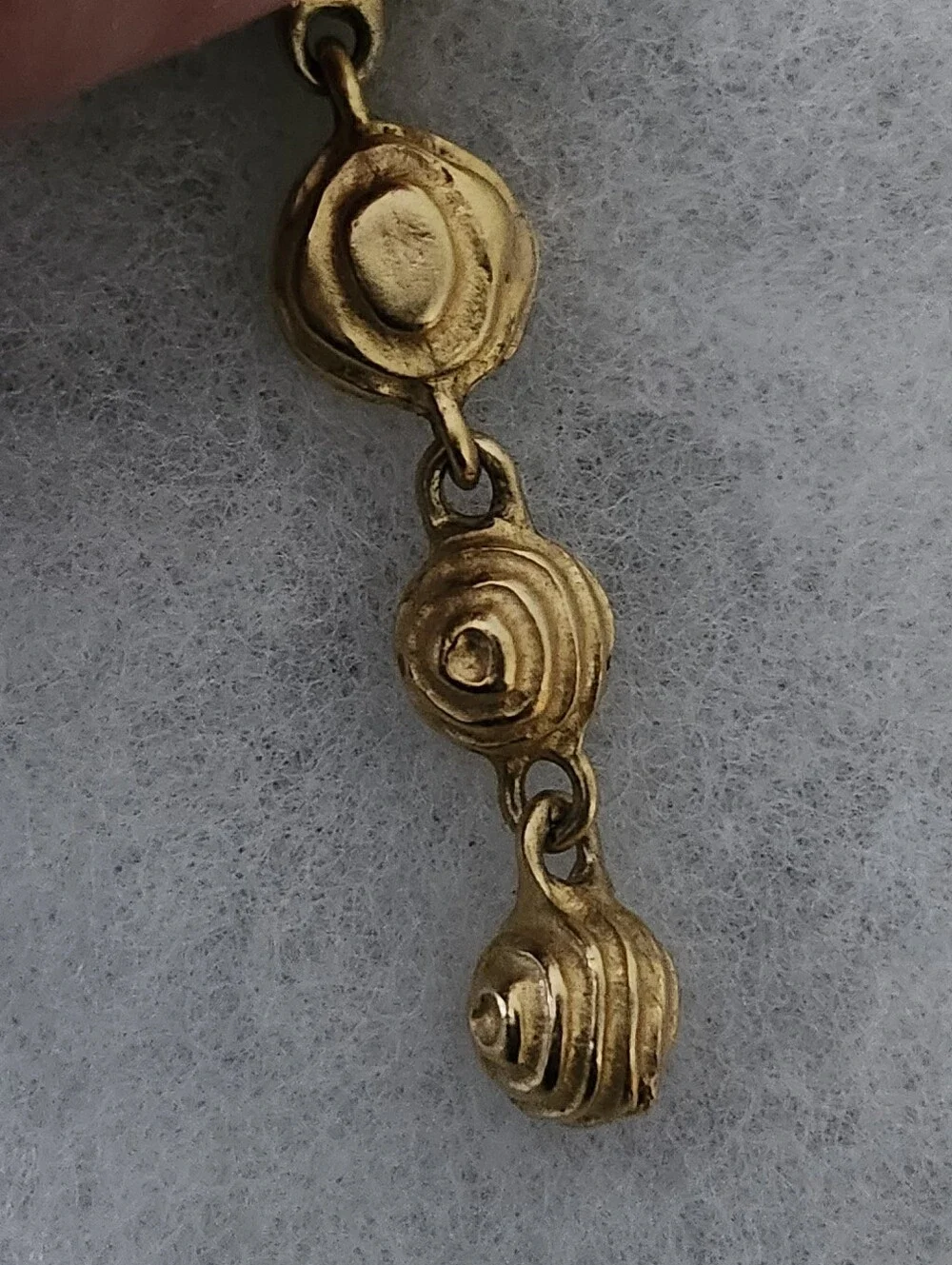 Signed Givenchy Brutalist Runway Long Dangle Drop Gold Tone Textured Earrings